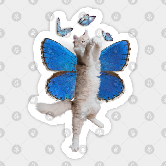 Fairycore Butterfly Wings Cat Sticker by Souls.Print